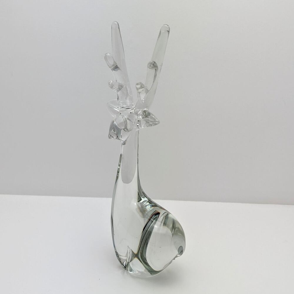 Vintage Enesco Clear Art Glass Reindeer Deer Stag Hand Blown Figurine 8.25" - Picture 5 of 10